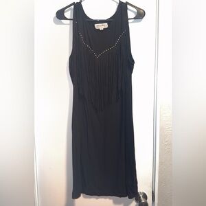 Idyllwind Black Fringe Midi Dress